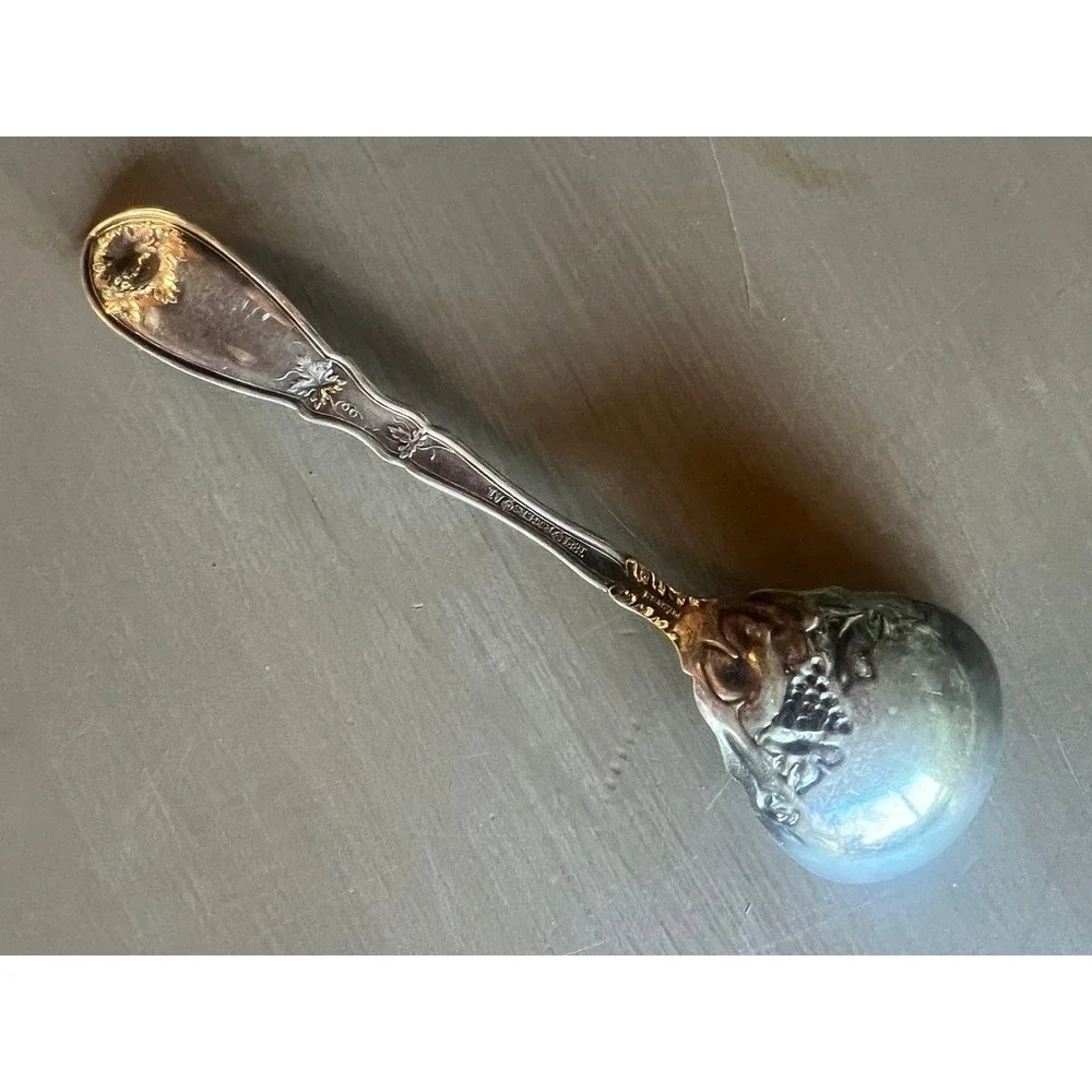 1881 Rogers A1 Silverplate Sugar Shell Spoon Vintage Grape Pattern Silver